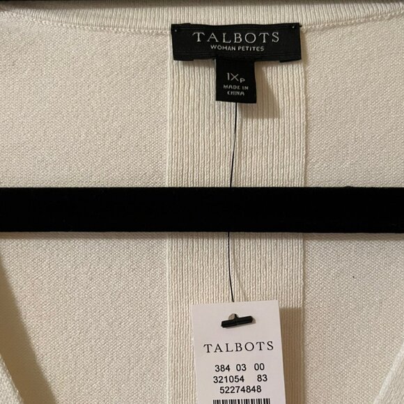 Talbots NWT Cream Cotton Blend Long-Sleeve V-Neck Sweater Size 1XP - Picture 3 of 9